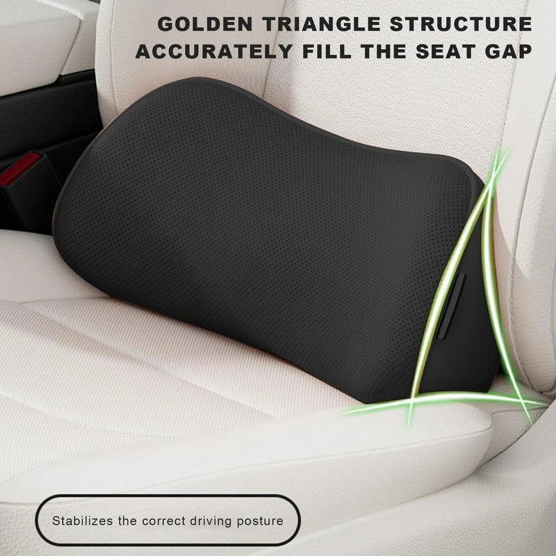 Car Lumbar Support Pillow – Breathable Memory Foam Waist Cushion for Car and Office - Delicate Leather