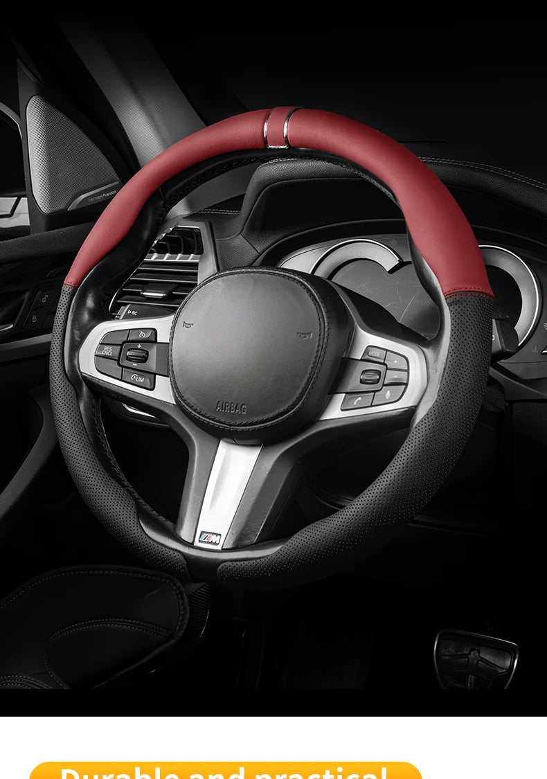 Breathable Steering Wheel Cover – Anti-Slip Universal Car Interior Accessory - Delicate Leather