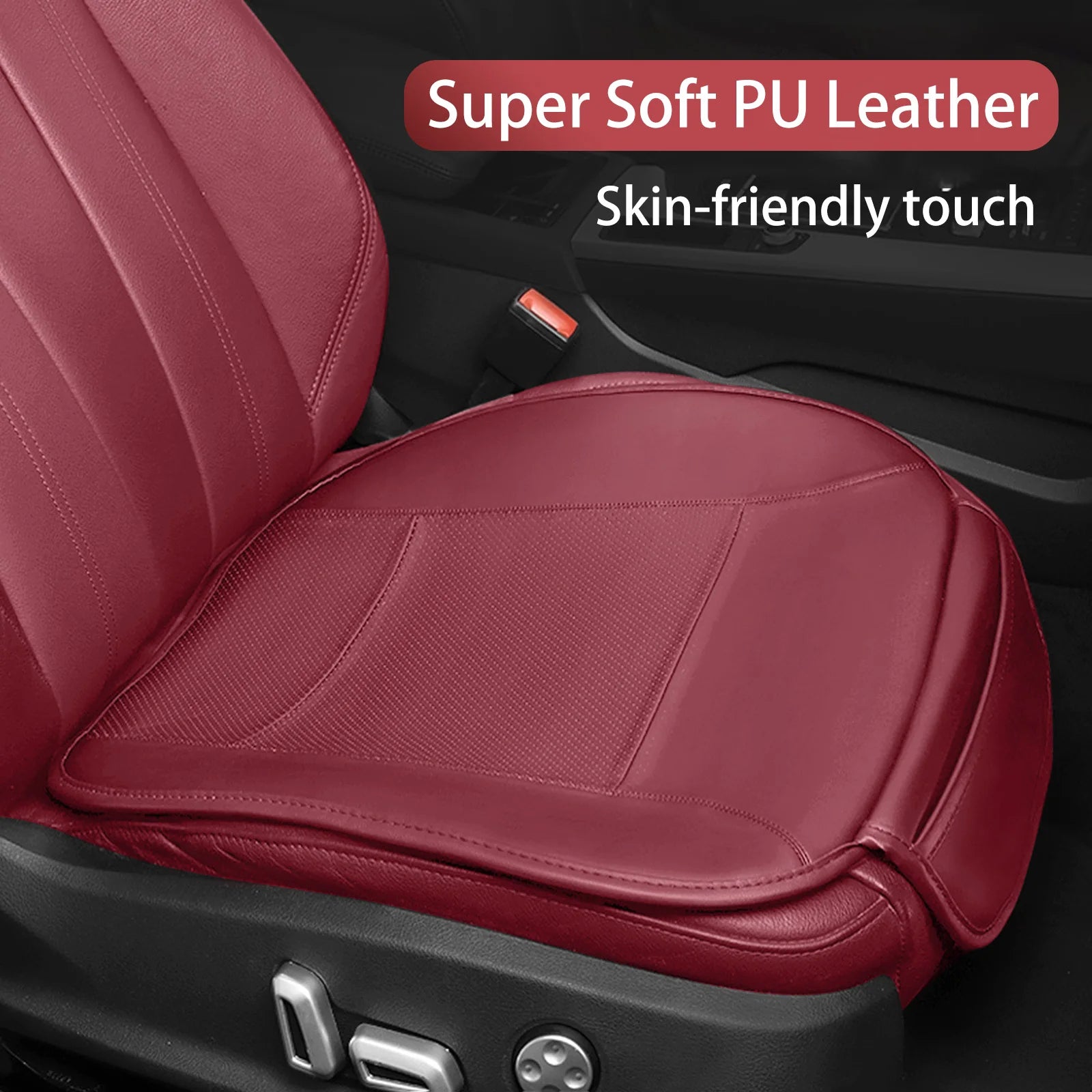 Premium Car Seat Cushion – Memory Foam Driver Seat Pad with Non-Slip Bottom, Ergonomic Support, Fits 95% of Vehicle Seats - Delicate Leather