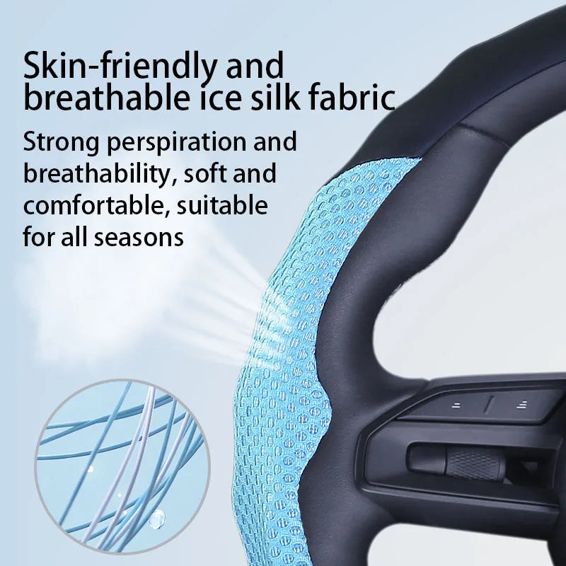 5D Honeycomb Mesh Steering Wheel Cover – Ultra-Thin Breathable Non-Slip Grip, Universal Fit Interior Accessory - Delicate Leather