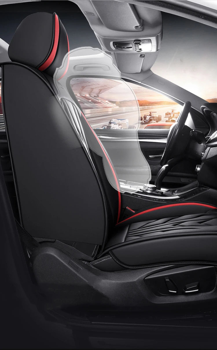 Universal PU Leather Car Seat Covers – Full Protection, Waterproof, Front & Rear Auto Seat Cover for Most Vehicles - Delicate Leather
