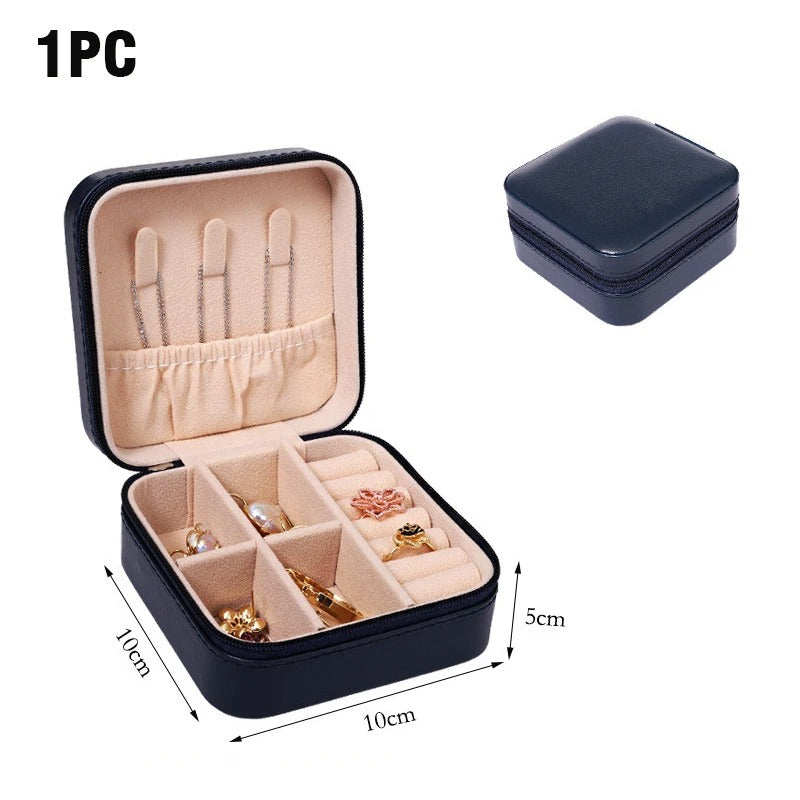 Double Layer PU Leather Portable Travel Jewelry Box - Storage Organizer Packaging Case for Earrings, Rings, Necklaces - Delicate Leather