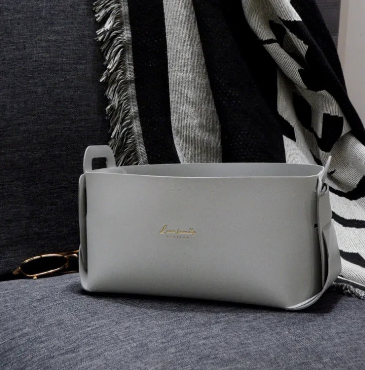 Leather Desktop Large Storage Box Living Room Bedroom Sundries Key Plate Decoration Dice Tray Coins PU Folding Storage - Delicate Leather