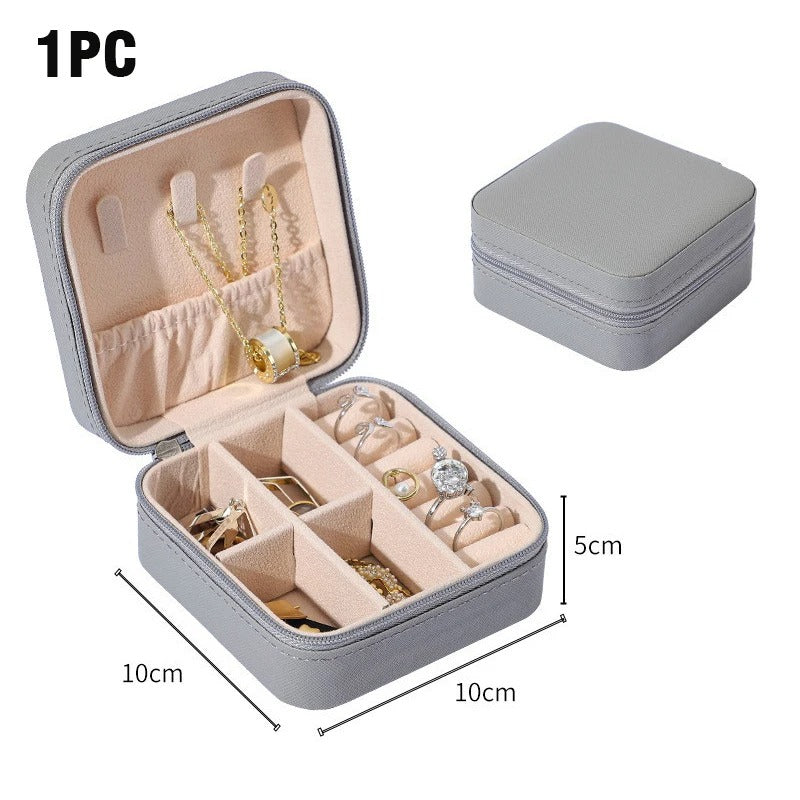 Double Layer PU Leather Portable Travel Jewelry Box - Storage Organizer Packaging Case for Earrings, Rings, Necklaces - Delicate Leather