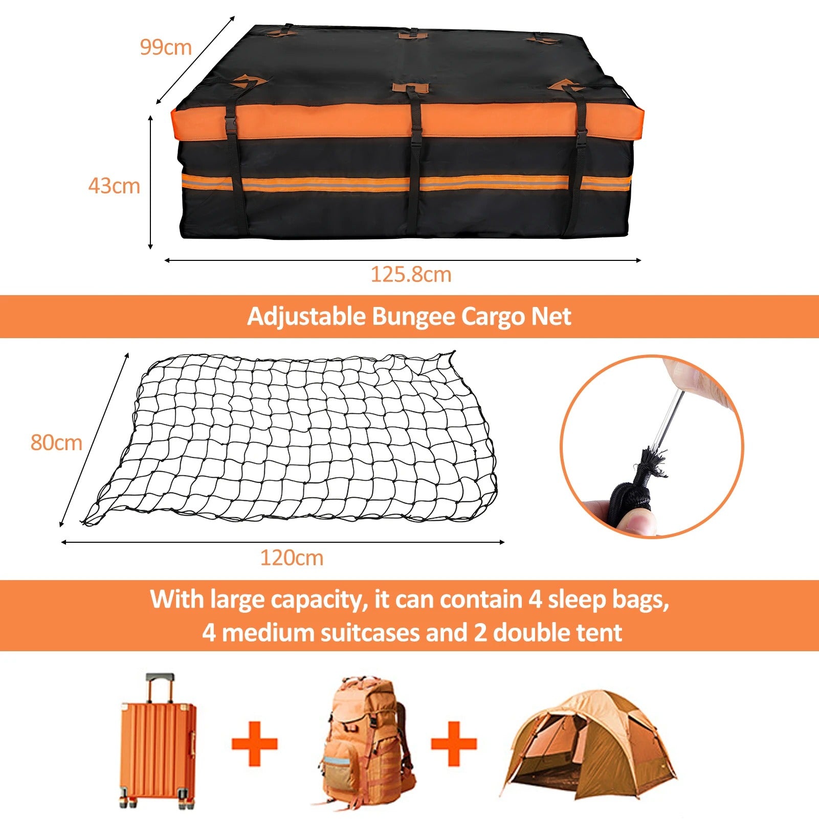 800D Waterproof Cargo Bag Car Roof Cargo Carrier Universal Luggage Bag Storage Cube Bag 20 Cubic Feet for All Cars with Rack - Delicate Leather