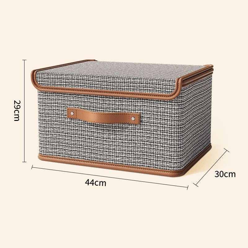 Dustproof Storage Box with Lid - Large Capacity Foldable Clothes Storage Box, Double Thickness Moisture-proof Storage Box - Delicate Leather