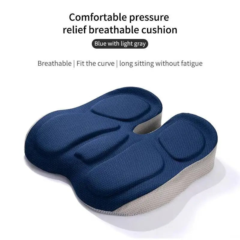 Ergonomic Memory Foam Seat Cushion – Breathable Non-Slip Chair & Car Seat Cushion - Delicate Leather