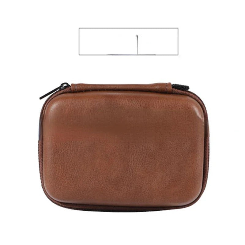 Portable USB Data Cable Organizer Leather Earphone Storage Leather Bag Headphone Case Cover Protector Mini Zipper Hard Pouch Box - Delicate Leather