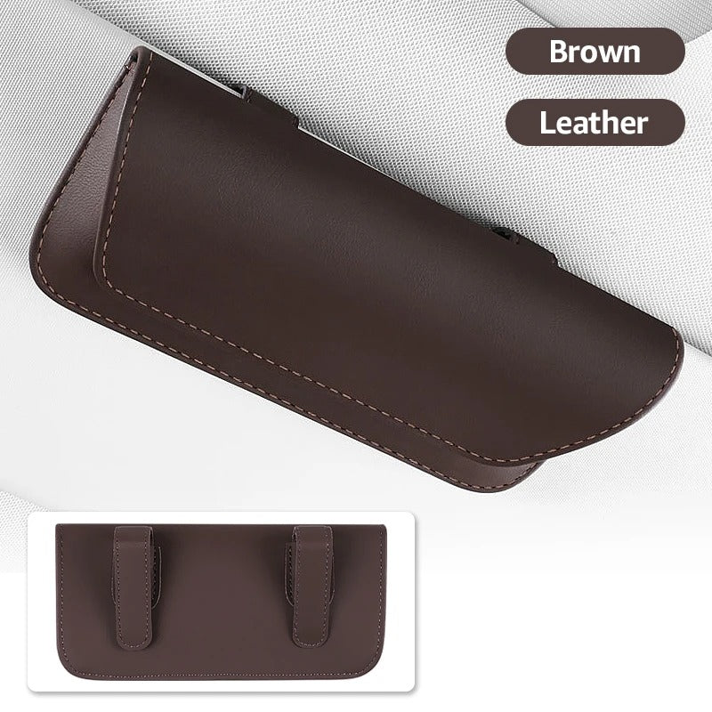Car Glasses Eyeglasses Holder - Suede Sun Glasses Clip Storage - Leather Visor Organizer - Delicate Leather