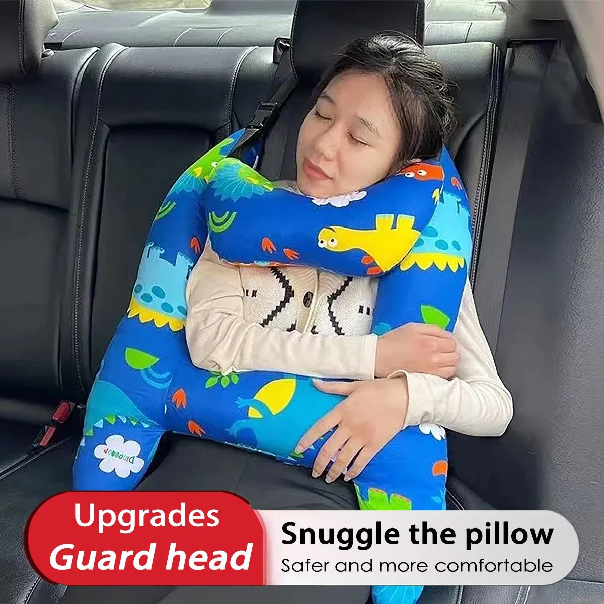 1 Set Cute Kid and Adult Car Sleeping Neck Head Support H-Shape Travel Pillow Cushion, Car Seat Safety Neck Pillow for Child and Women - Delicate Leather