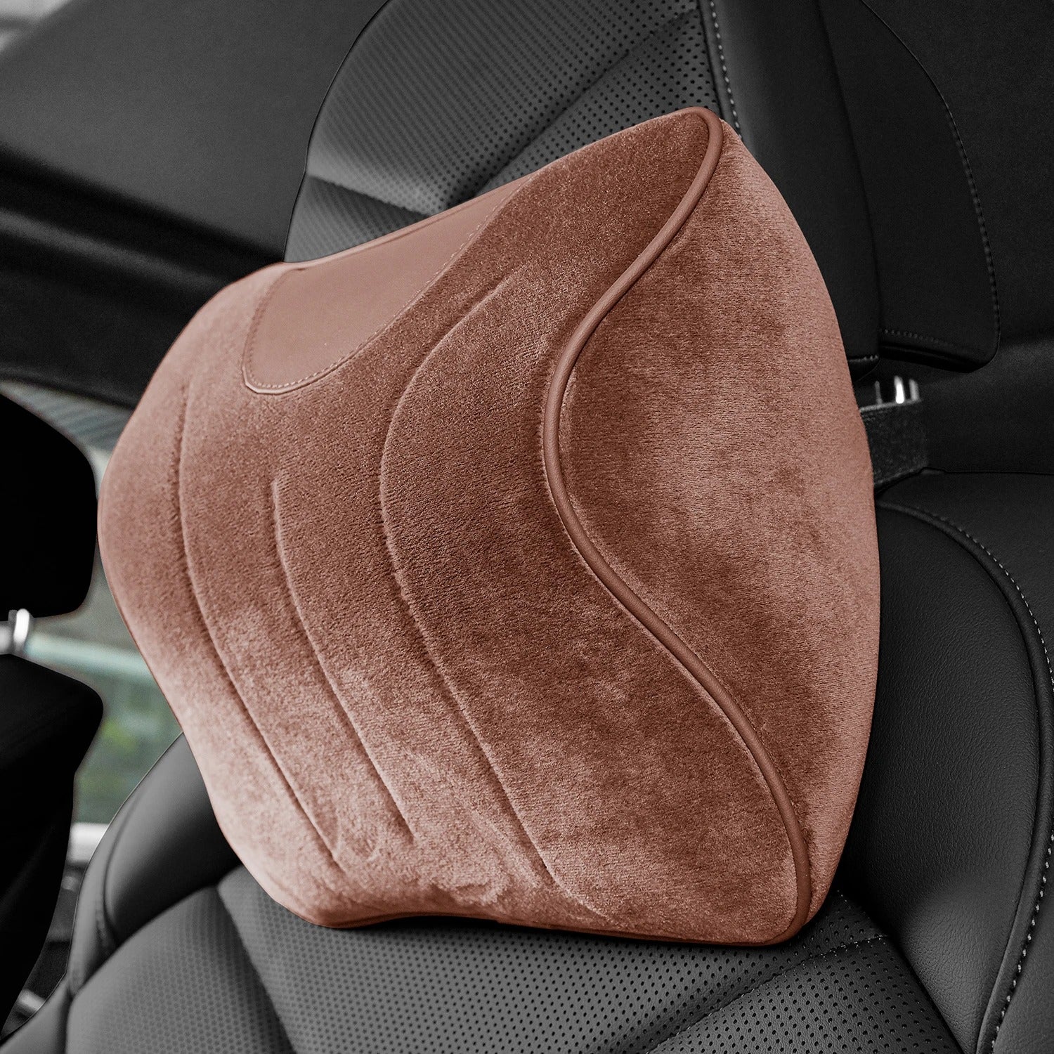 Car Seat Headrest Pillow – Universal Neck Support Cushion for Vehicle Seats - Delicate Leather