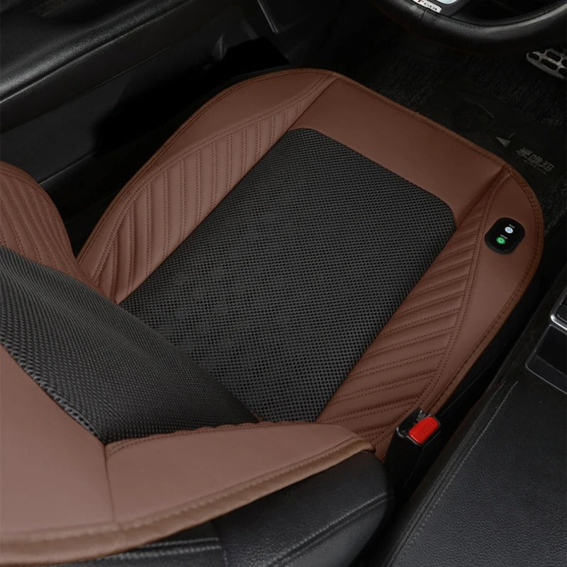 12V Ventilated Car Seat Cushion – Cooling & Massage Function with Built-In Fans for Summer Driving Comfort - Delicate Leather