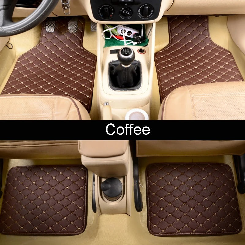 Universal Leather Car Floor Mats – 4-Piece Set with Multi-Layer Design - Delicate Leather