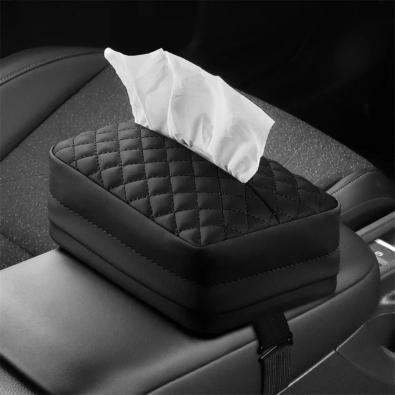 Car Tissue Storage Bag – PU Leather Hanging Organizer for Seat Back - Delicate Leather