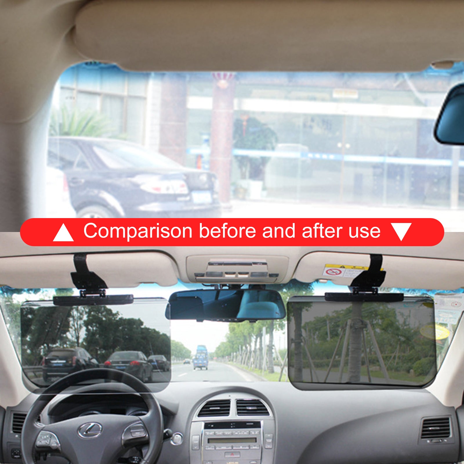 Car Sun Visor Auto Anti-Glare Polarized Visor Extender Sun Blocker Universal Car Window Sunshade UV Rays Blocker Car Accessories - Delicate Leather