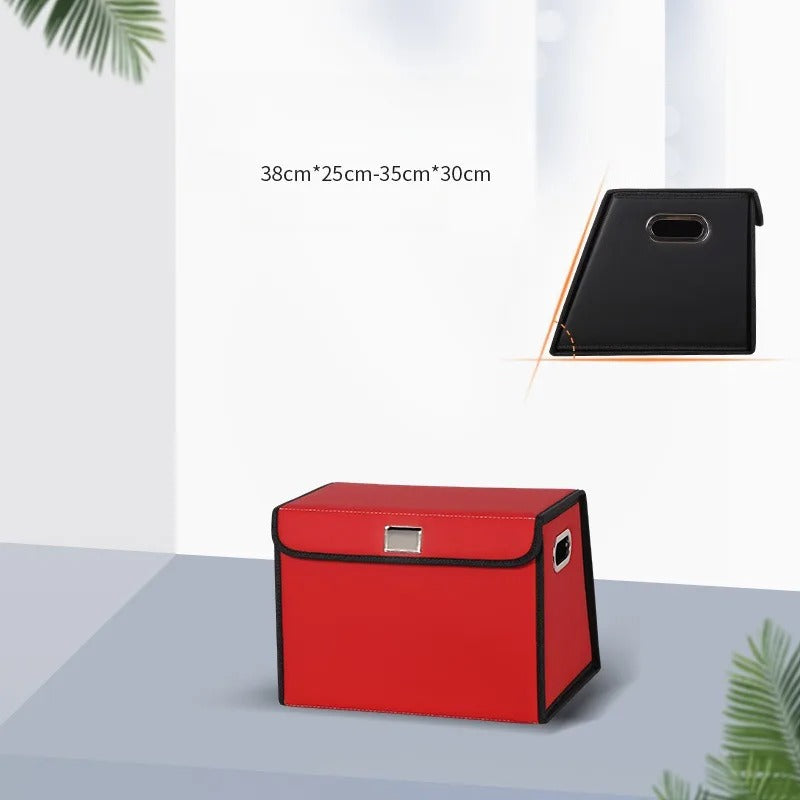 PU Leather Trunk Storage Box – Foldable Car Organizer for Tools & Accessories - Delicate Leather