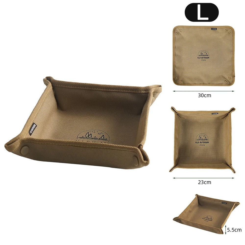 Portable Camping Gadgets Tray Foldable Oxford Storage Box Waterproof Travel Jewelry Sundries Makeup - Delicate Leather