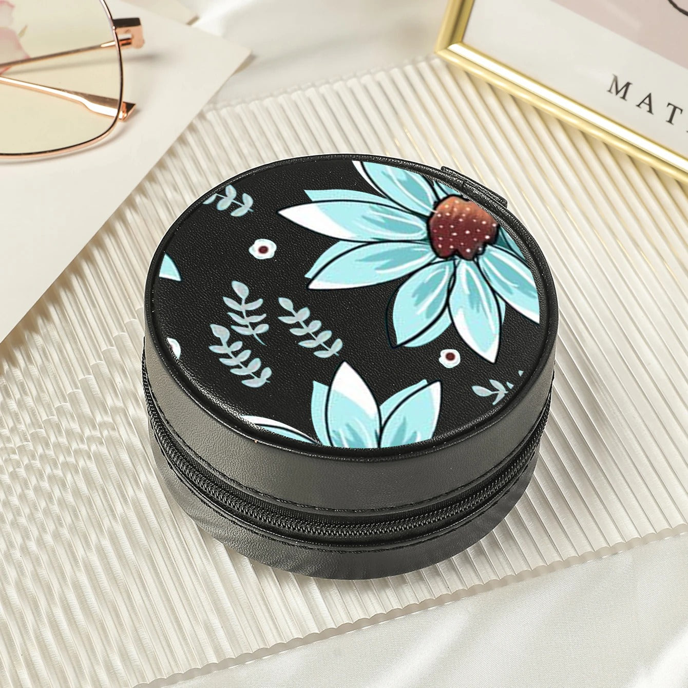 Flower Jewelry Storage Box Organizer, Display Travel Jewelry Case, Flower Leather Earrings Necklace Ring Organizer for Gift - Delicate Leather