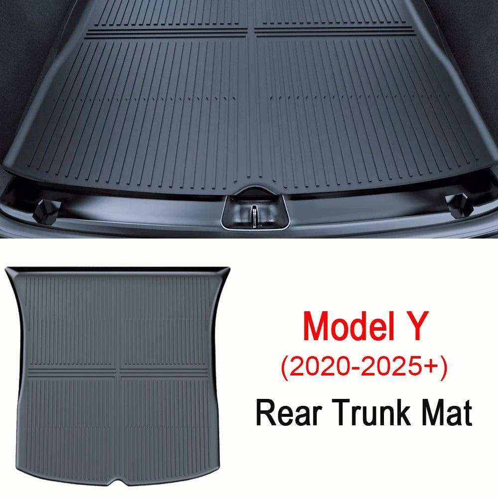 TPE Floor & Trunk Mats Set for Tesla Model Y 2021–2025 & Model 3 Highland – Waterproof, Anti-Slip Liner - Delicate Leather