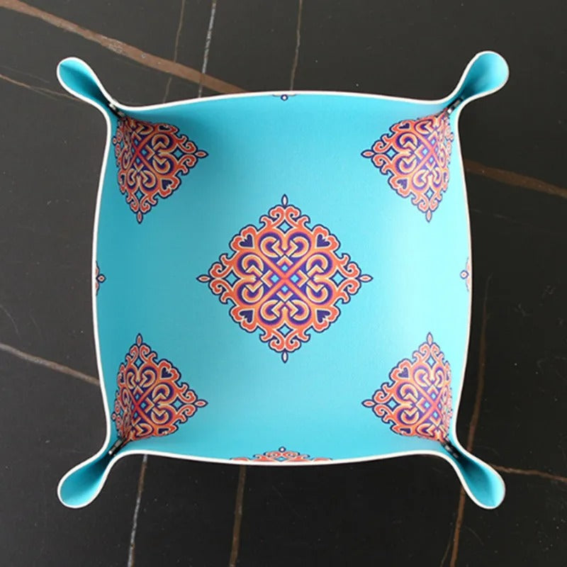 Fashion PU Leather Desktop Storage Tray - Key Plate Home Decoration Dice Tray Key Wallet Coins Folding Storage Box Wholesale - Delicate Leather