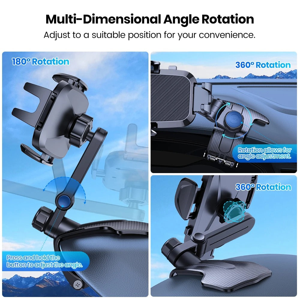 Dashboard Mobile Car Phone Holder - Clip Mount GPS Support Bracket for Safe Driving - Delicate Leather