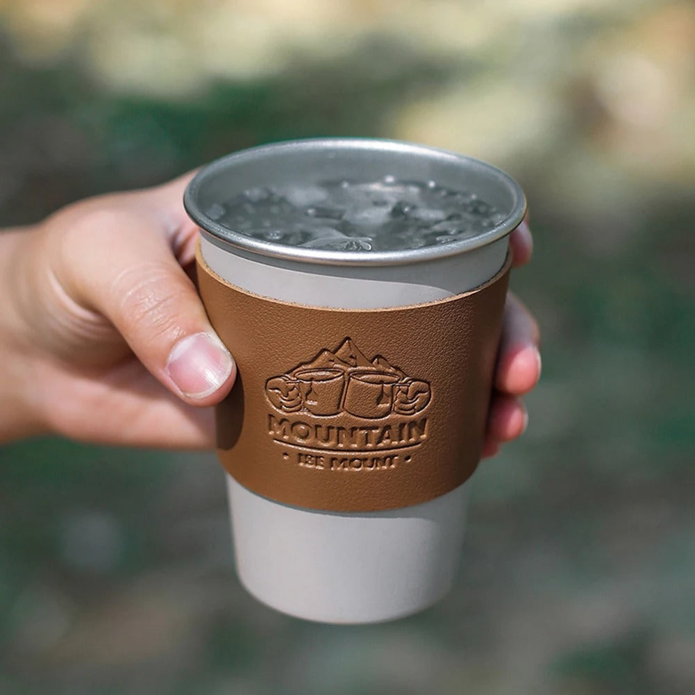 Portable PU Leather Cup Sleeve Water Bottle Cover Non-slip Insulator Sleeve Glass Bottle Case Sport Camping Picnic Cup Holder - 2 PCS - Delicate Leather