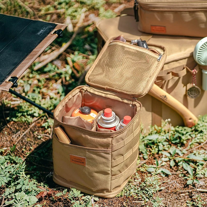 Camping Storage Bag Portable Oxford Cloth Large Capacity Gas Stove Canister Pot Carry Bag Storage Sack Picnic Basket Bag - Delicate Leather