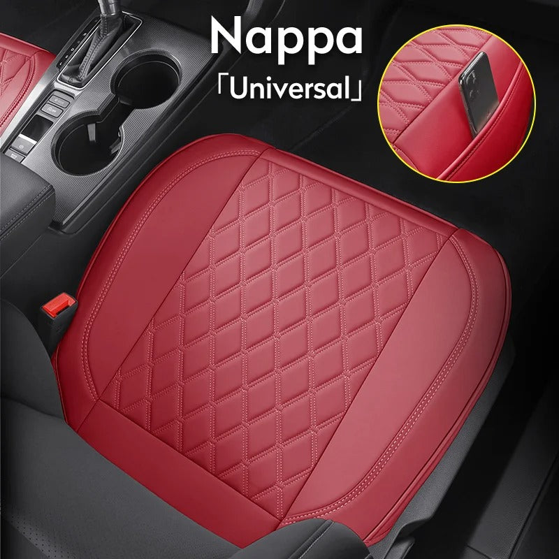 Nappa Leather Car Seat Pad – Waterproof Universal Fit Cushion, Wrap-Around Design Seat Protector - Delicate Leather