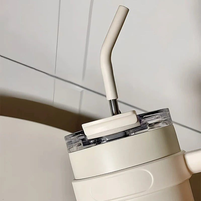 Large Capacity Stainless Steel Insulated Cup with Handle & Straw – Ideal for Office, Outdoor & Travel