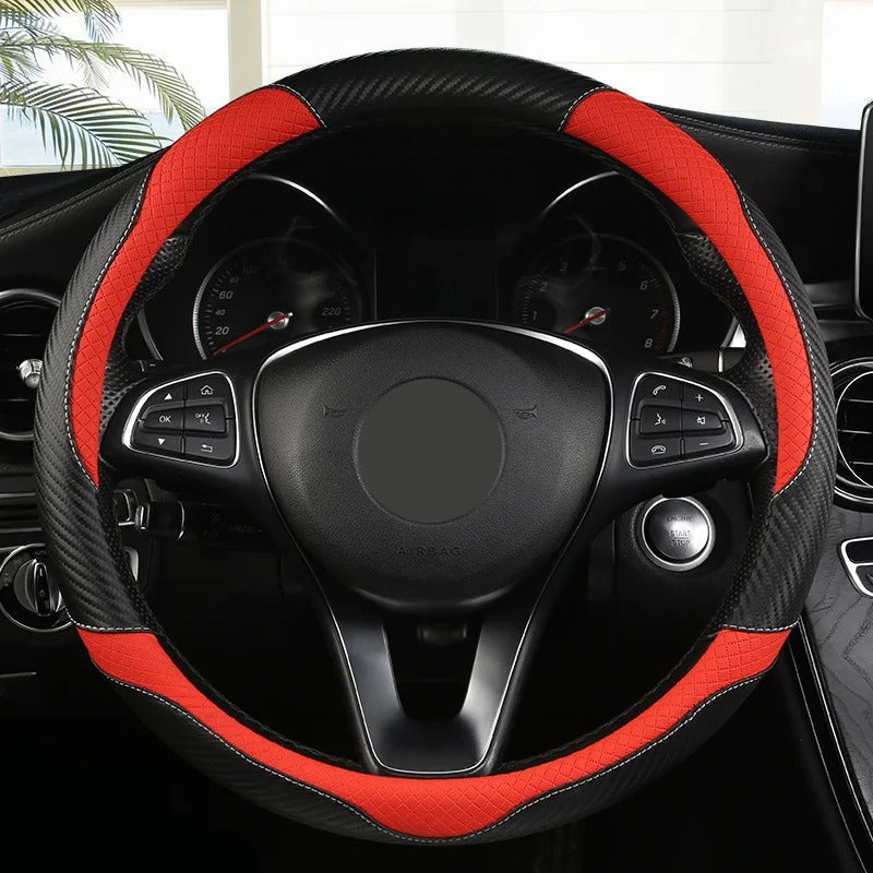 Ultra-Thin Leather Steering Wheel Cover – Breathable Non-Slip Summer Grip (O & D Shape) - Delicate Leather
