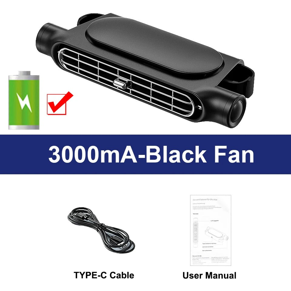 USB Car Seat Cooling Fan – 3-Speed Adjustable Headrest Air Circulation Fan - Delicate Leather