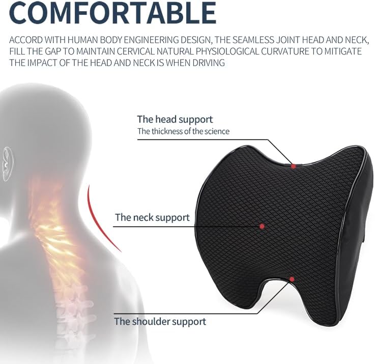 High quality Adjustable comfort Breathable Lumbar Support universal car headrest neck pillow set