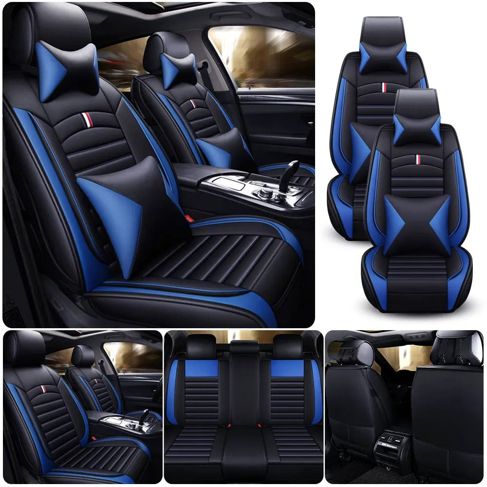 Universal 5-Seats PU Leather Car Seat Covers Full Set – Waterproof, Anti-Scratch, All-Season Protection for Front & Rear Seats