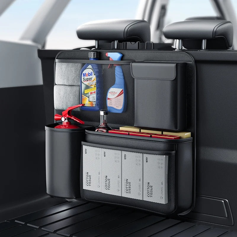 Car Trunk Hanging Organizer – PU Leather Rear Seat Storage Bag for SUV - Delicate Leather