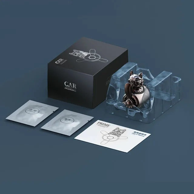 Car Fragrance Auto Air Freshener Cool Bulldog Pilot Rotating Propeller Air Outlet Perfume Flavoring Accessories - Delicate Leather