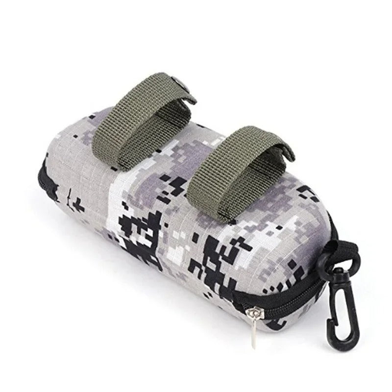 Camouflage Sunglasses Case, Outdoor Portable Zipper Glasses Case, Belt Sunglasses Organizer Storage Box for Outdoor Camping Hiking - Delicate Leather