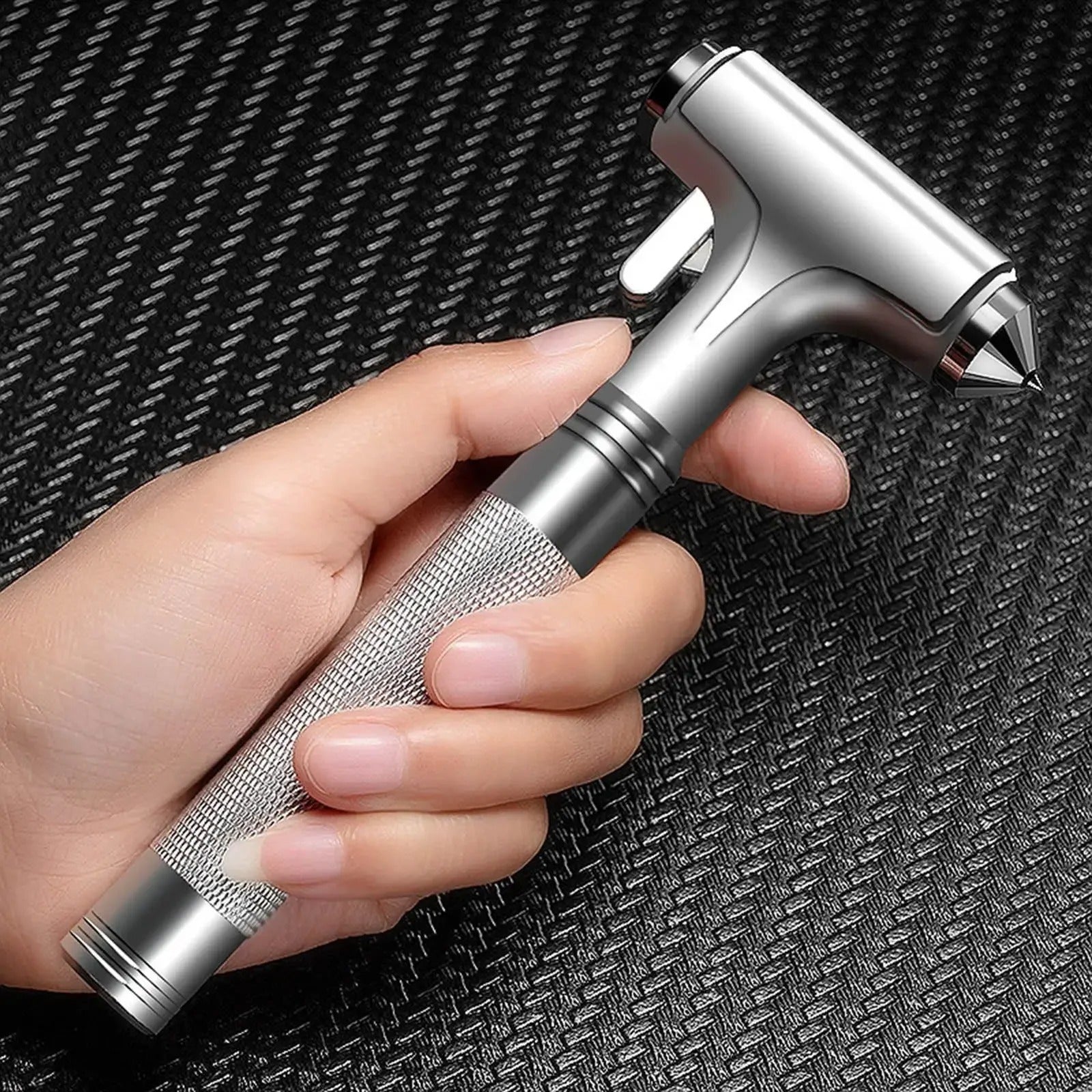 Car Safety Hammer 3-In-1 Emergency Escape Tool - Car Window Breaker, Seat Belt Cutter, Life-Saving Hammer - Delicate Leather