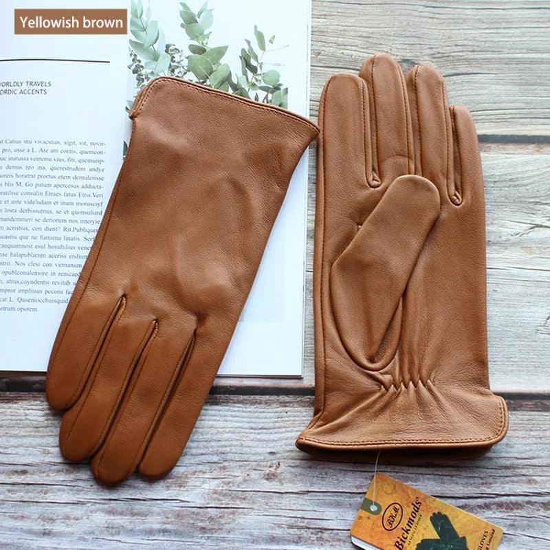 Single Leather Unlined Touch Screen Sheepskin Gloves for Men - Delicate Leather