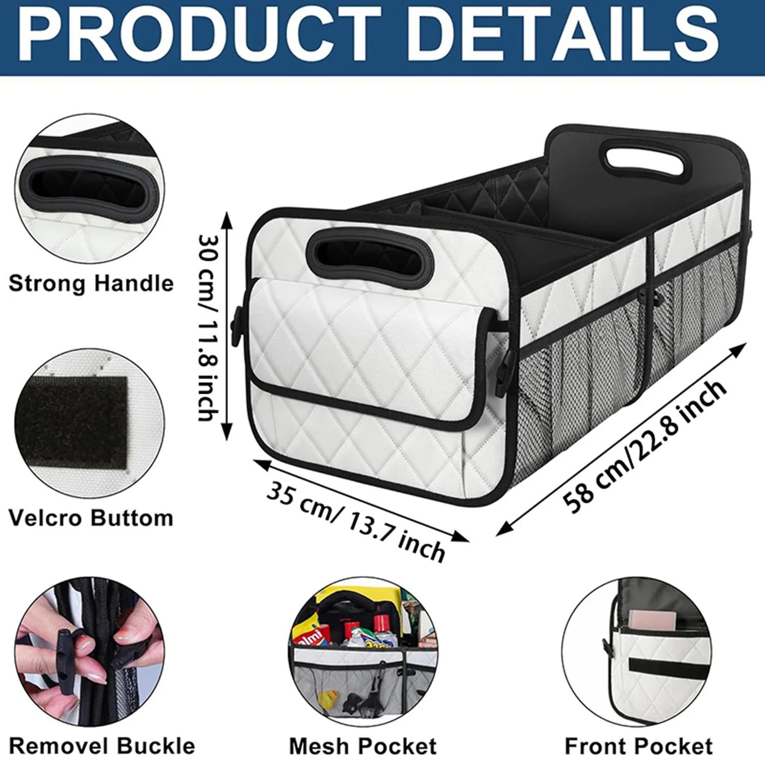 Collapsible Car Trunk Organizer – 6-Pocket Storage Box for Sedan and Truck - Delicate Leather