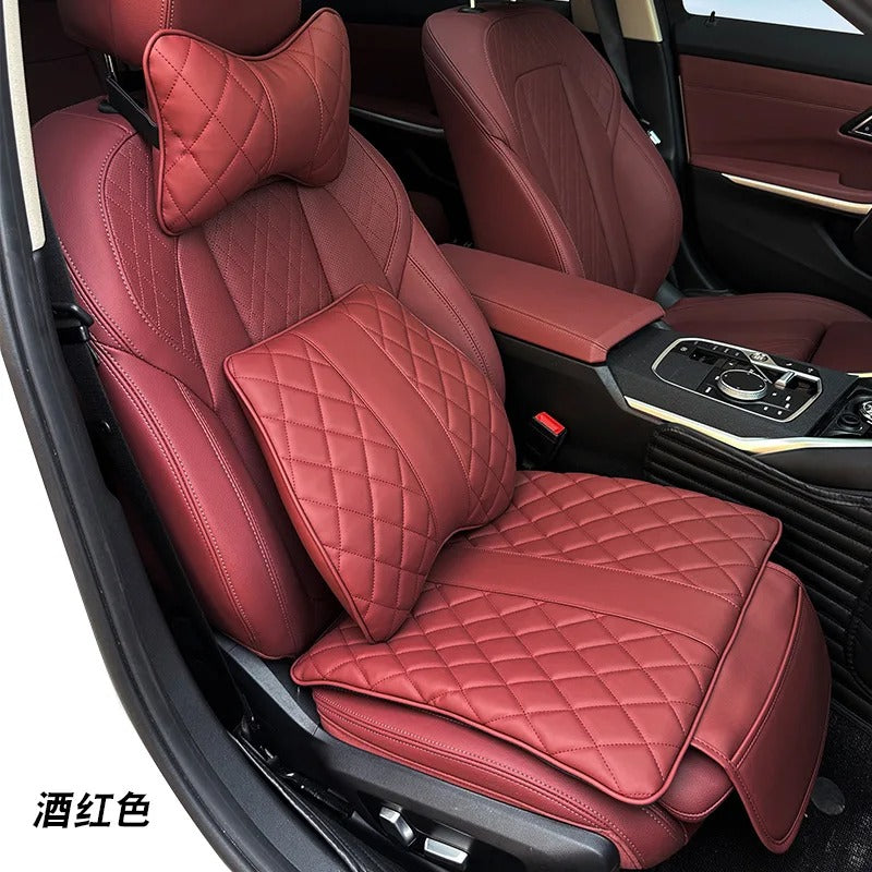 Car Lumbar Support Pillow – Memory Foam Cushion for Lower Back Comfort - Delicate Leather