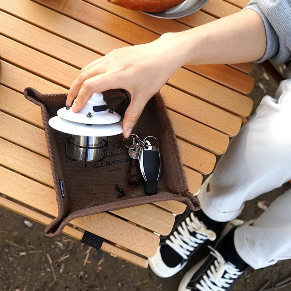 Portable Camping Gadgets Tray Foldable Oxford Storage Box Waterproof Travel Jewelry Sundries Makeup - Delicate Leather