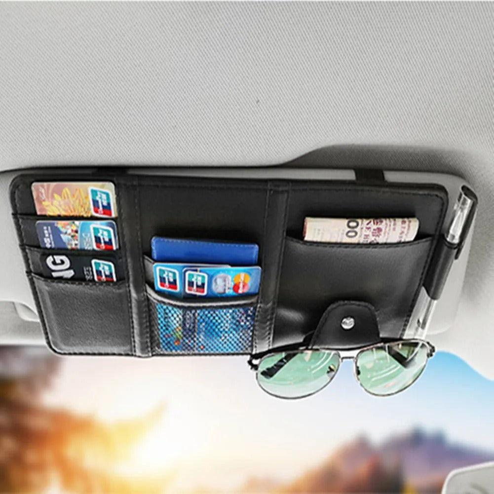 Car Styling Visor Organizer - Auto Sun Visor Storage Pouch - Delicate Leather