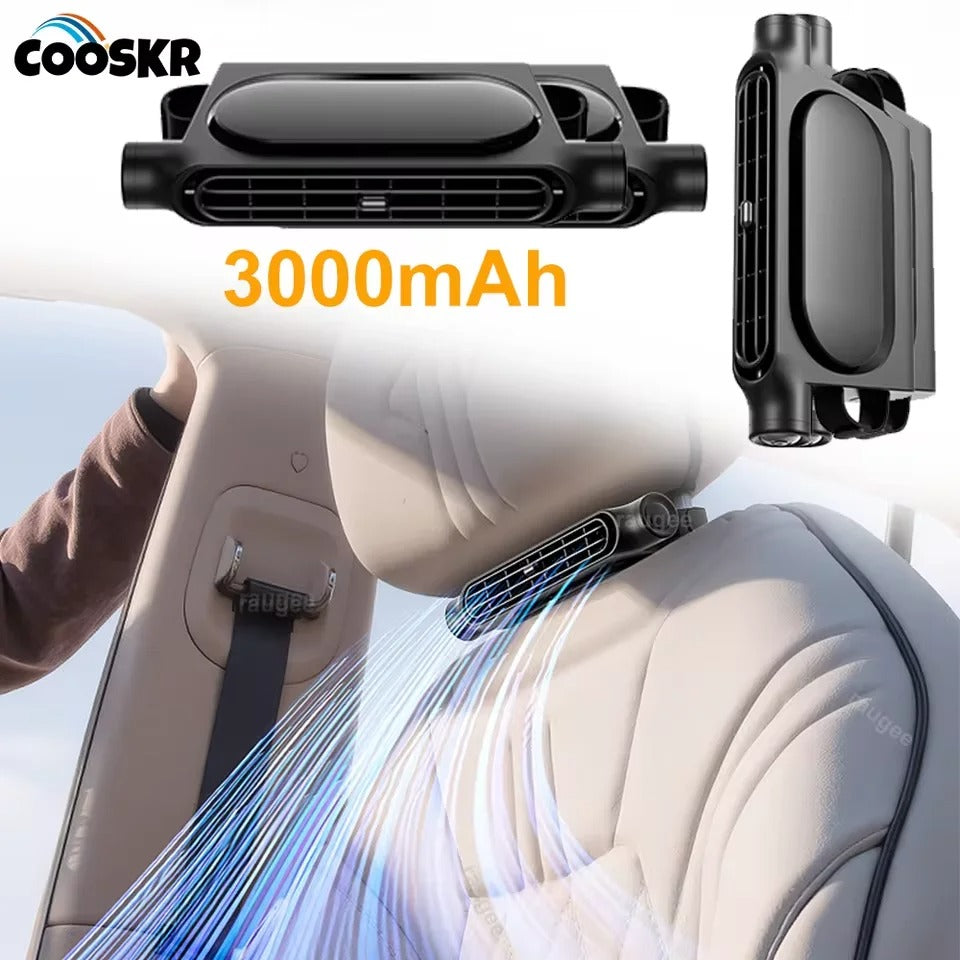 Portable Car Seat Cooling Fan – 3-Speed USB Headrest Fan with Adjustable Airflow, Universal Fit - Delicate Leather