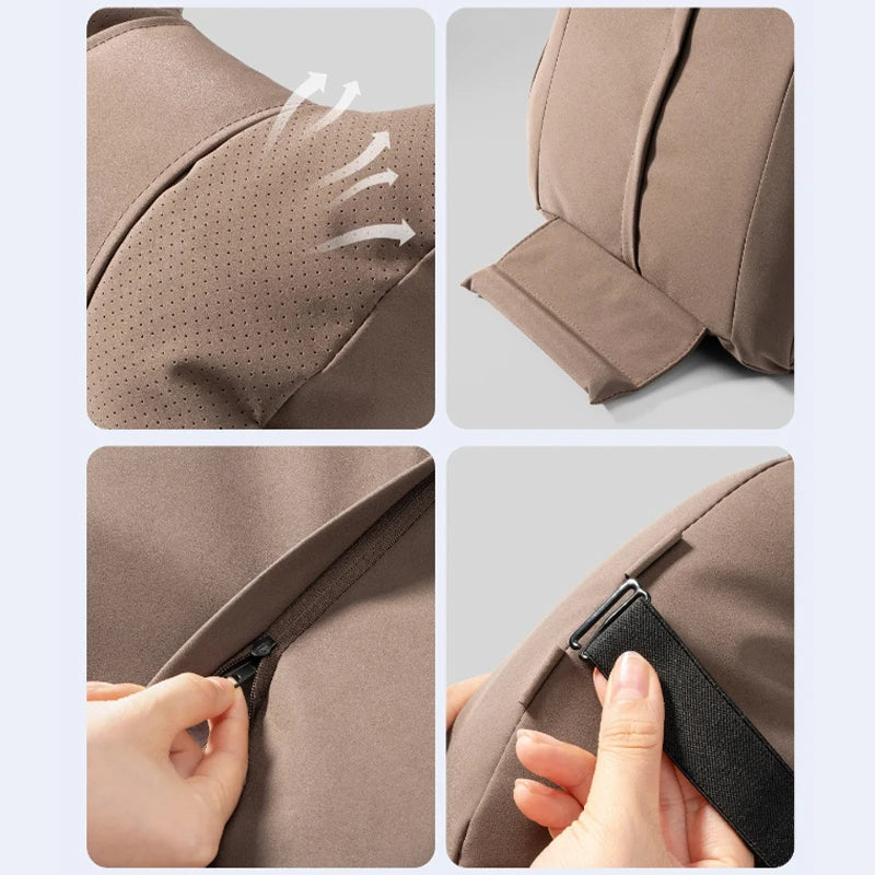Car Neck & Waist Pillow - Soft Comfort Auto Seat Headrest and Cushion Support for Driving - Universal Fit - Delicate Leather