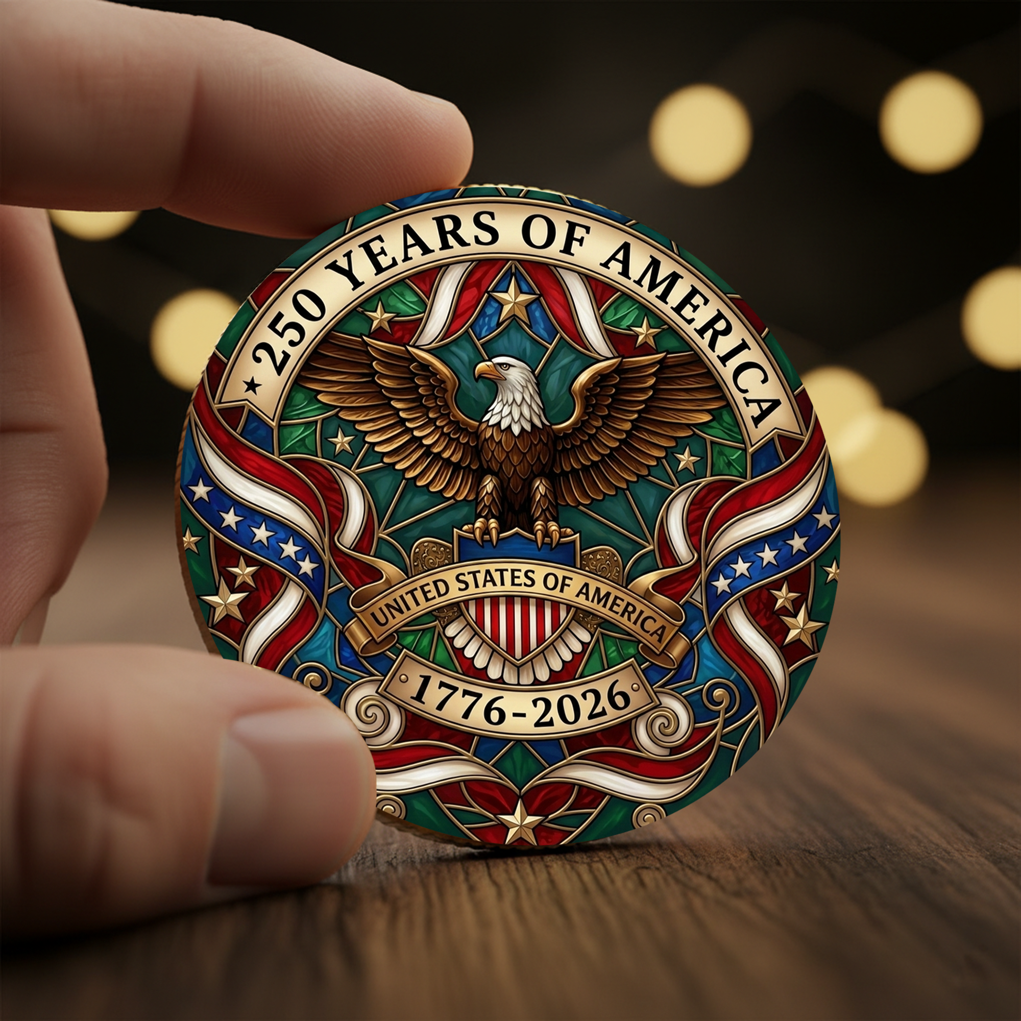 250th Anniversary of America 1776–2026 Commemorative Coin – Patriotic Souvenir Token 07 - Delicate Leather