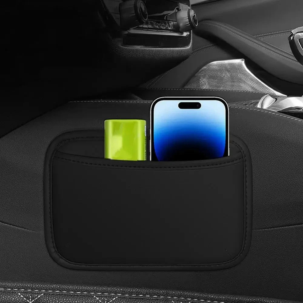 Car Center Console Storage Bag – PU Leather Organizer for Phone, Keys & Car Accessories - Delicate Leather