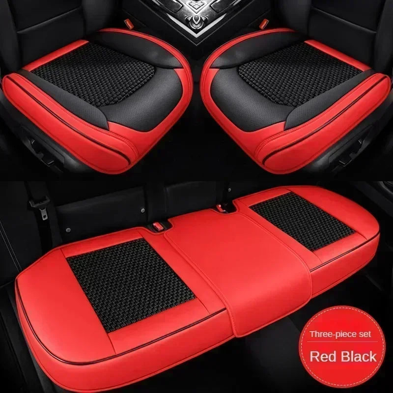 Full Coverage Car Seat Cover 3D Cushion Universal Fit Front and Rear Seats, Durable Synthetic Leather Car Interior Protector - Delicate Leather
