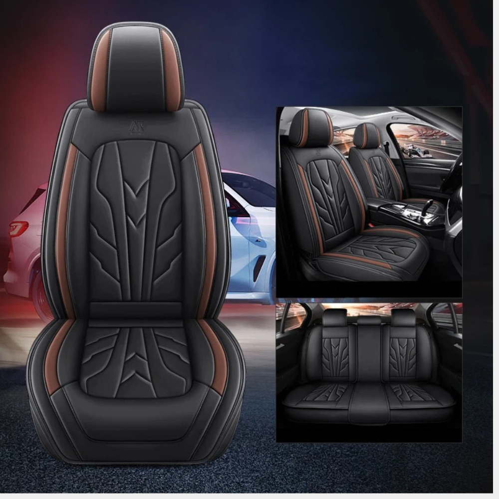 Universal PU Leather Car Seat Covers – Full Protection, Waterproof, Front & Rear Auto Seat Cover for Most Vehicles - Delicate Leather