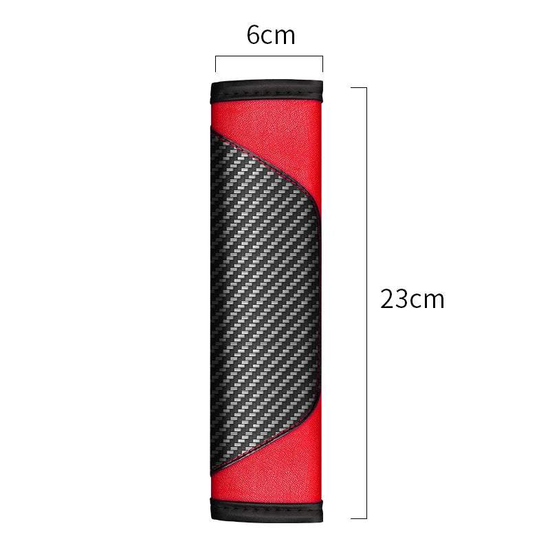 Carbon Fiber Leather Seat Belt Shoulder Protector – Soft Anti-Slip Seat Belt Cover, Universal Car Shoulder Pad - Delicate Leather