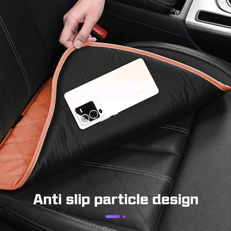 Four-Season Car Seat Cushion – Nappa Leather, Anti-Slip Protective Pad, Universal Fit - Delicate Leather